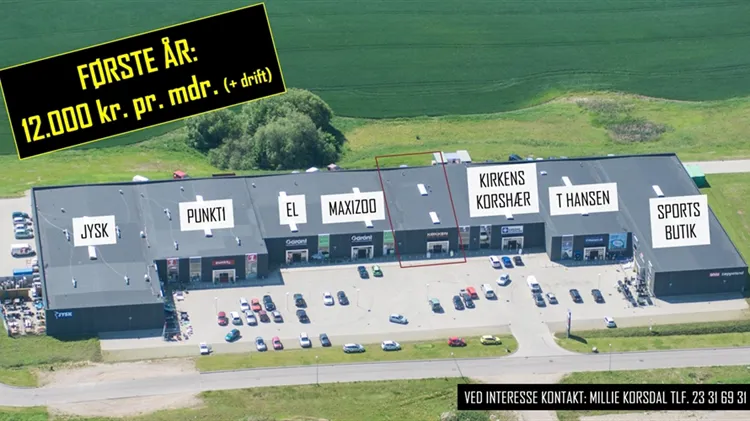 377 m2 showroom i Kalundborg til leje
